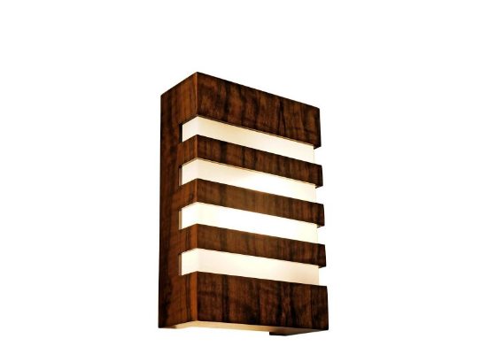 ARANDELA FOX LUSTRES AR40 RIPADA 30X20X9CM MADEIRA, MDF E ACRÍLICO 2XE27