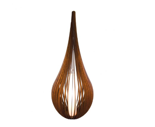 COLUNA FOX LUSTRES 5410 RIPADA Ø50X120CM MADEIRA, MDF, CRISTAIS ASFOUR E CÚPULA DE TECIDO 1XE27