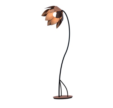 COLUNA FOX LUSTRES 5480 LÍRIO 156X43X40CM MADEIRA, MDF, CABOS DE AÇO E CÚPULA DE TECIDO 1XE27