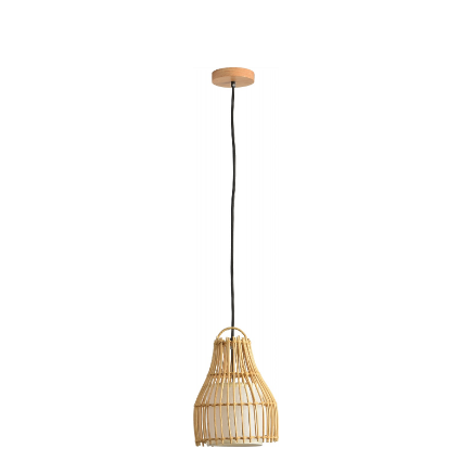 PENDENTE SKYLIGHT SKY-4051 ÔTAKI Ø18X25CM RATTAN 3M D/CABO RATTAN E CANOPLA DE MADEIRA 1XE27