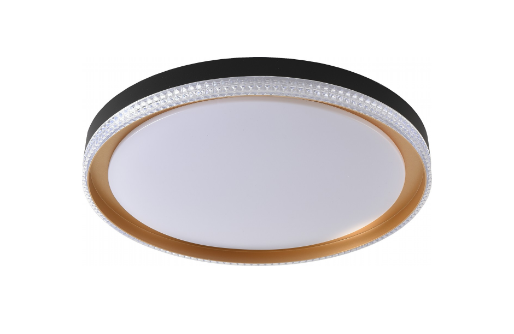 PLAFON SKYLIGHT SKY-4040PTDO QUEENSTOWN Ø41CM PRETO, DOURADO, BRANCO E ACRÍLICO TRANSPARENTE 3000K 2.160LM