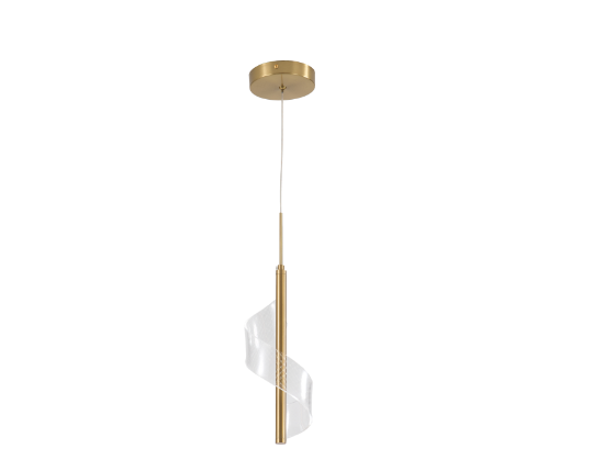 PENDENTE SKYLIGHT SKY-3066DO MAST Ø12X30CM DOURADO 1,5M D/CABO 3000K 450LM METAL E ACRÍLICO