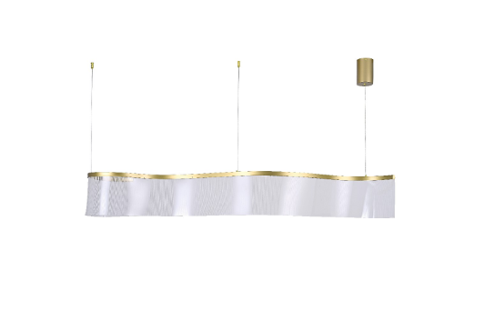 PENDENTE SKY-4028 SINUOUS 150X20CM 3M D/CABO DOURADO METAL E ACRÍLICO TRANSPARENTE 45W 3000K