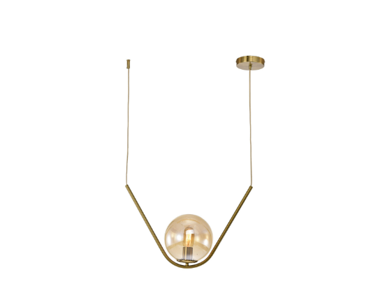 PENDENTE SKYLIGHT SKY-3044 GIFT Ø20X55X38CM DOURADO, VIDRO ÂMBAR E METAL 1XE27