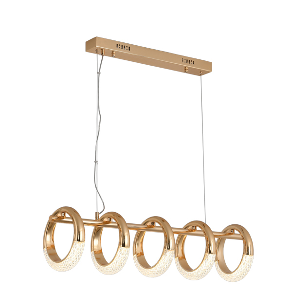 PENDENTE SKYLIGHT SKY-3098 ROSE GOLD 80X21CM METAL E ACRILICO 50W 3000K 4000LM