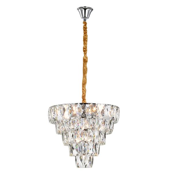 LUSTRE SKYLIGHT SKY-3101 NERO Ø50X40CM 2M D/CABO METAL CROMADO E CRISTAL TRANSPARENTE 12XE14