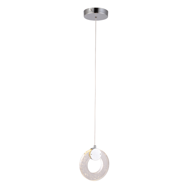PENDENTE SKYLIGHT SKY-4001CR CANE Ø15CM 2M D/CABO METAL CROMADO E CRISTAL TRANSPARENTE 10W 3000K
