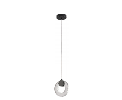 PENDENTE SKYLIGHT SKY-4001PT CANE Ø15X15 PRETO METAL E CRISTAL 3000K 800LM