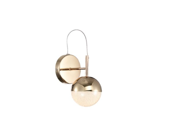 ARANDELA SKYLIGHT SKY-4015AR GLOB FRENCH GOLD E TRANSP 17X12X20CM METAL E ACRÍLICO 3000K 480LM