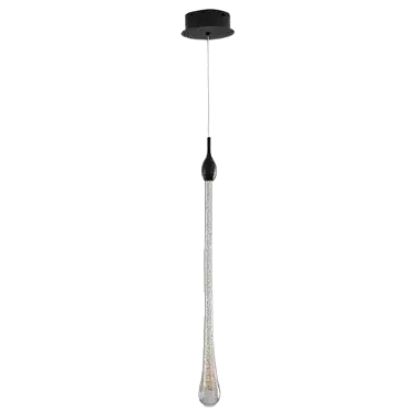 PENDENTE SKYLIGHT SKY-3059PT DROP Ø4X58CM 2M D/CABO METAL PRETO E CRISTAL TRANSPARENTE 7W 3000K