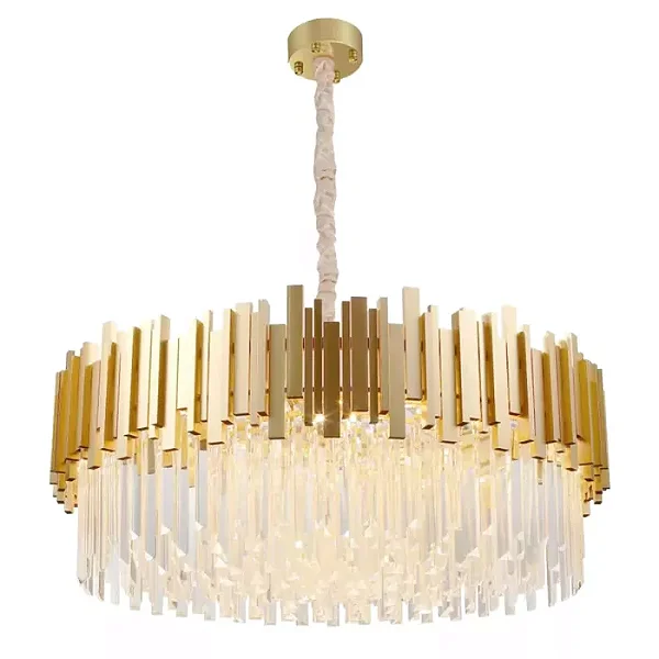 LUSTRE SKYLIGHT SKY-3013L FANCY Ø80X19X33CM 2M D/CORRENTE METAL DOURADO E CRISTAL TRANSPARENTE 14XG9