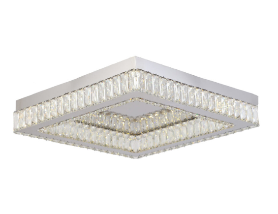 PLAFON SKYLIGHT SKY-3064CR DIAMOND 42X42X8 METAL E CRISTAL TRANSPARENTE 3000K 1920LM