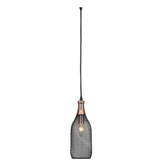 PENDENTE SKYLIGHT SKY-3035 CAGE Ø12X31CM METAL PRETO E ROSE GOLD 1XE27