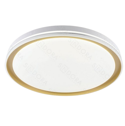 PLAFON SINDORA DCX02362 Φ28x6,5CM METAL BRANCO E ACRILICO DOURADO 36W MULTITEMPERATURA