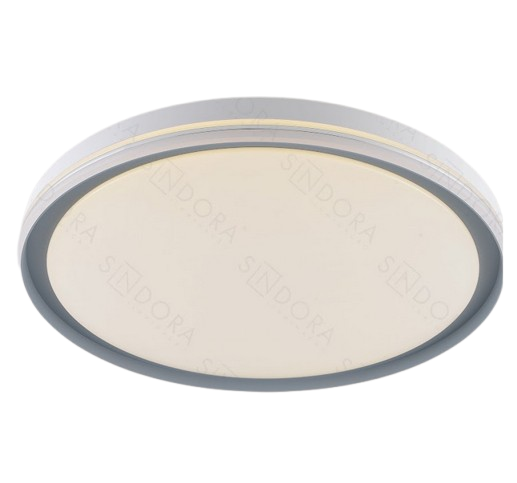 PLAFON SINDORA DCX02364 Φ28x6,5CM METAL BRANCO E ACRILICO CINZA 36W MULTITEMPERATURA