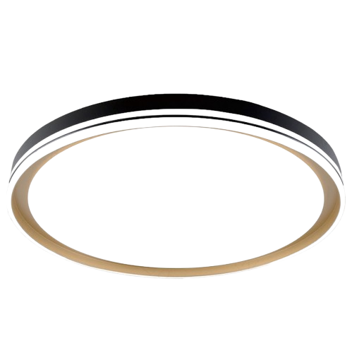 PLAFON SINDORA DCX02363 Φ28x6,5CM METAL PRETO E ACRILICO DOURADO 18W MULTITEMPERATURA