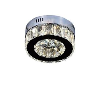 PLAFON SINDORA DCX01411 Φ30CM 24W INOX CROMADO E CRISTAL 3000K E 6000K COM CONTROLE 1200LM