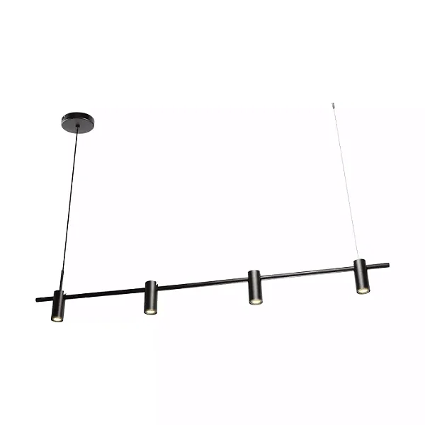 PENDENTE SPOTLINE 1175/4 FLASH 120X10CM 2M D/CABO ALUMÍNIO PRETO 4XMR11