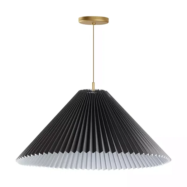 PENDENTE SPOTLINE 1225/35 TOKYO Ø53X30CM 2M D/CABO ALUMÍNIO CAMPAGHE CÚPULA PRETO 3000K 18W