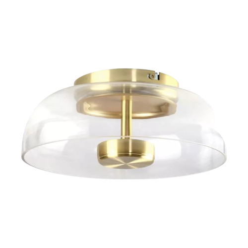 PLAFON SPOTLINE 1183/1 DALLI Ø23X10CM ALUMÍNIO DOURADO ESCOVADO E VIDRO CRISTAL 3000K 5W