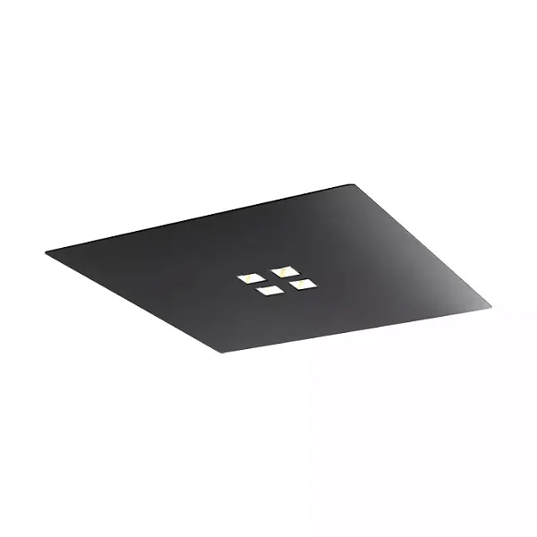 PLAFON SPOTLINE 1185/1 SOBREPOR GAVI QUADRADO 4 FOCOS 40X40X4CM ALUMÍNIO PRETO 29W 3000K