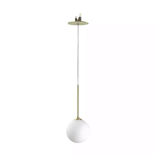 PENDENTE SPOTLINE 880/1 BLOWN PARA GESSO Ø12X28CM GLOBO LEITOSO E ALUMÍNIO DOURADO ONO 1XG9