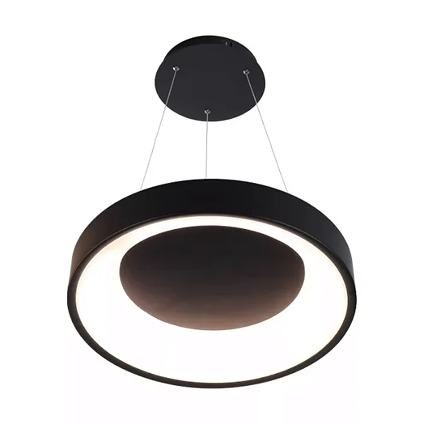 PENDENTE SPOTLINE 1043/50 LED VALE REDONDO Ø50X6CM ALUMÍNIO PRETO 27W 3000K