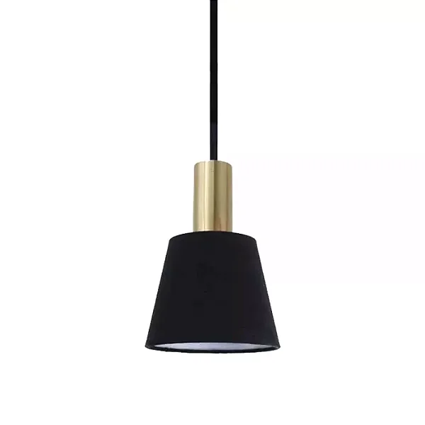 PENDENTE SPOTLINE 1048/1 TORCIA Ø12X22CM ALUMÍNIO DOURADO E TECIDO PRETO 1XE27