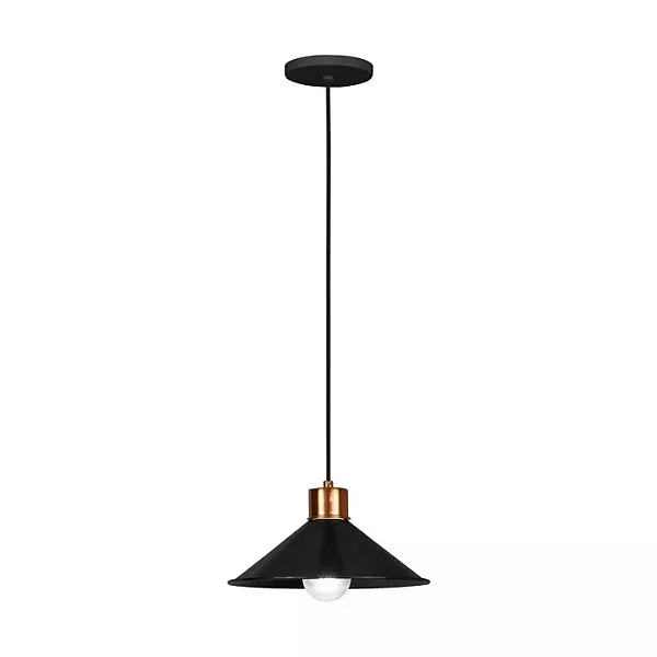 PENDENTE SPOTLINE 633/1 QUEENS Ø25X12CM ALUMÍNIO PRETO C/ COBRE POLIDO 1XE27