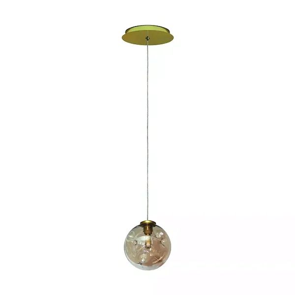 PENDENTE SPOTLINE 799/1 VIGO Ø12CM ALUMÍNIO DOURADO POLIDO E GLOBO ÂMBAR 1XG9