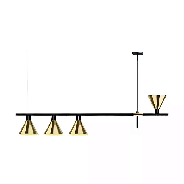 PENDENTE SPOTLINE 804/4 MADRI 130X12CM ALUMÍNIO PRETO/ DOURADO ESCOVADO 4XE27