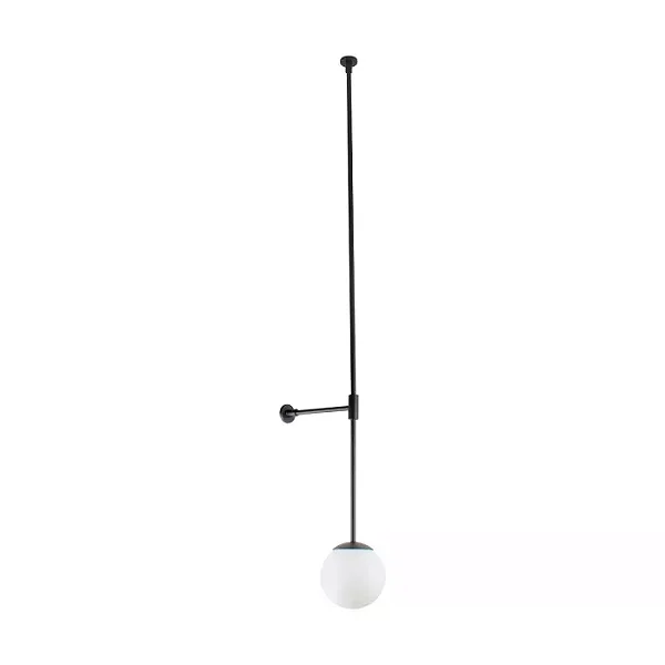 ARANDELA SPOTLINE 997/1 CORNER Ø15X145CM ALUMÍNIO PRETO E GLOBO LEITOSO 1XE27