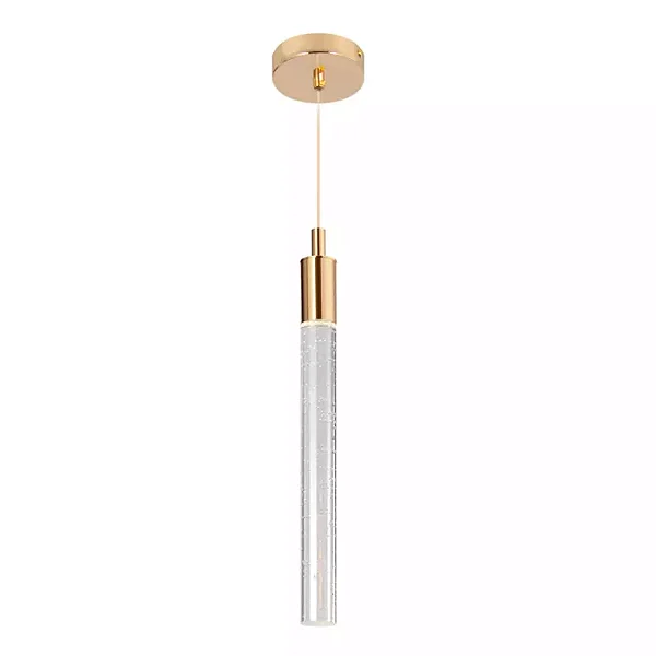 PENDENTE NITROLUX ACR-007D Ø3,5X30CM ALUMÍNIO DOURADO C/ ACRÍLICO 7W MULTITEMPERATURAS