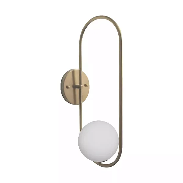 ARANDELA SPOTLINE 777/1 PÊNDULO 45X12X18CM ALUMÍNIO DOURADO ONO C/ GLOBO LEITOSO 1XG9