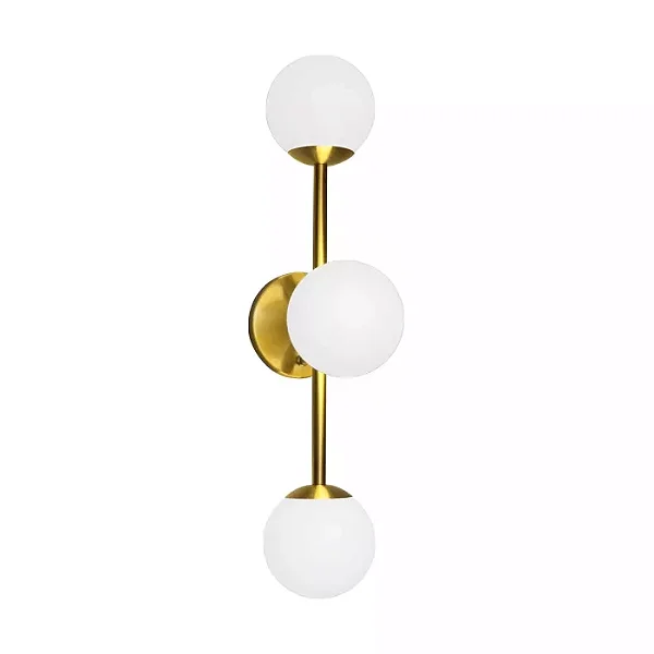 ARANDELA SPOTLINE 788/3 VEGA 60X10X20CM ALUMÍNIO DOURADO ONO C/ GLOBO LEITOSO 3XG9