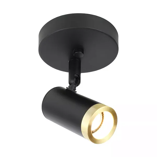SPOT SPOTLINE 855/1 SOBREPOR FOCO 11X9,2CM ALUMÍNIO PRETO E DOURADO ESCOVADO 1XMR11