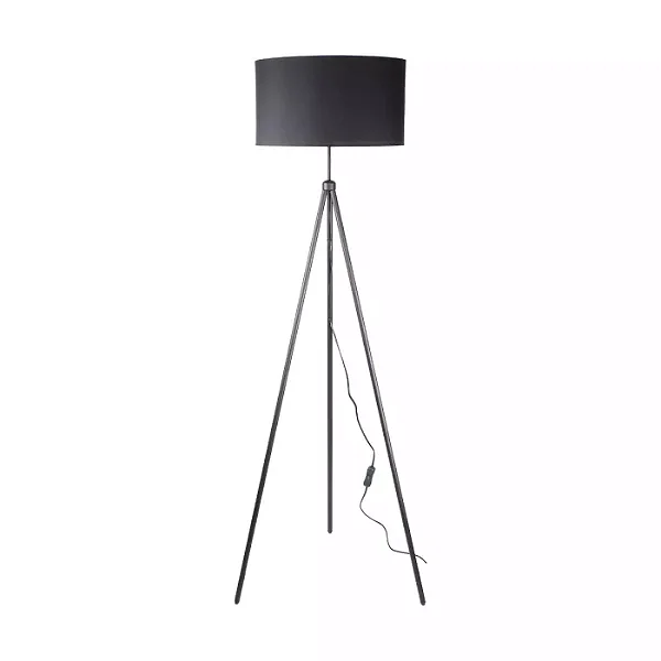 COLUNA SPOTLINE 894/1 CHÃO PISO PIPE Ø40X150CM ALUMÍNIO PRETO C/ CÚPULA PRETA 1XE27
