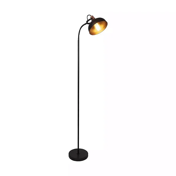 COLUNA SPOTLINE 651/1 CHÃO PISO OXFORD 150CM ALUMÍNIO PRETO C/ DETALHE EM COBRE 1XE27