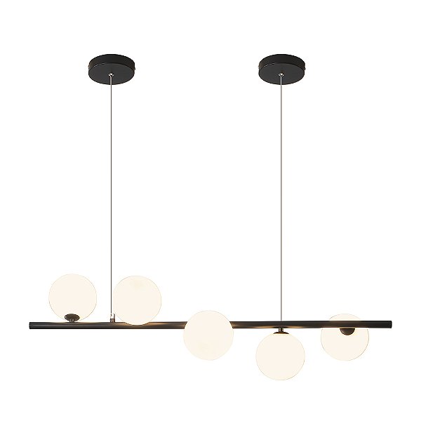 PENDENTE NITRLOUX LM-002P PT C/5 GLOBOS  91X27,5CM G9