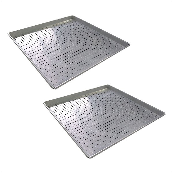 2 Assadeiras Perfuradas 35 x 35 x 2 cm Alumínio 0,5 mm