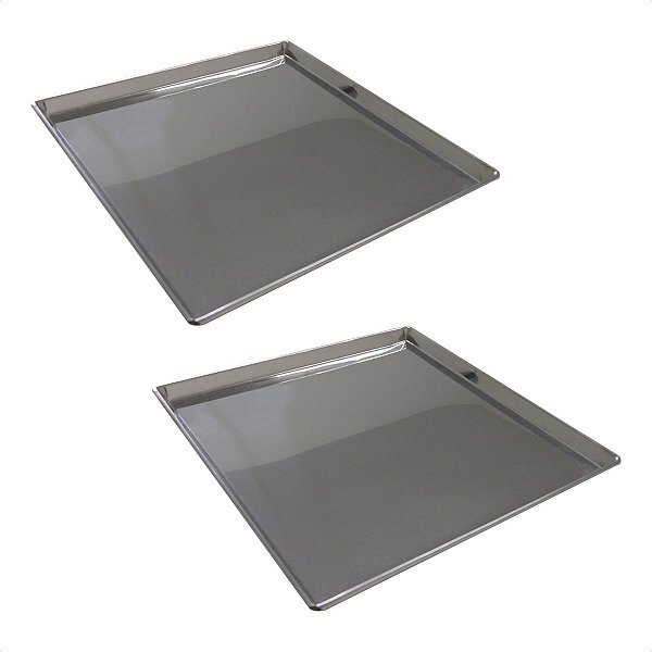 2 Assadeiras Pão Doce Lisas 35 x 35 x 2 cm Inox