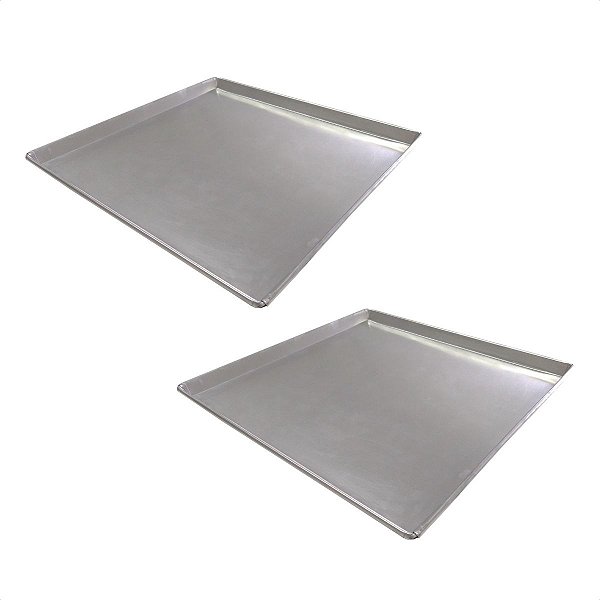 2 Assadeiras Pão Doce Lisas 35 x 35 x 2 cm Alumínio 0,5 mm