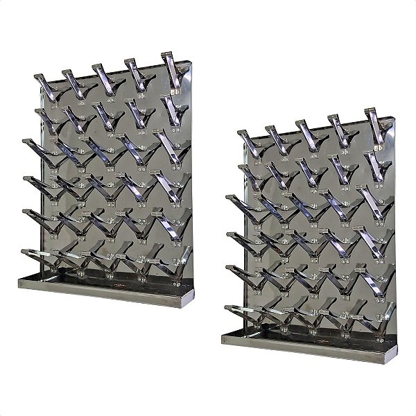 2 Escorredores de Copos de Parede Copeira 30 Copos Inox