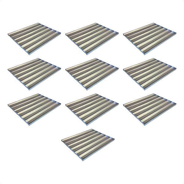 10 Assadeiras Esteira Pão Francês Canaletas 6 Ondas 70 x 58 cm Alumínio