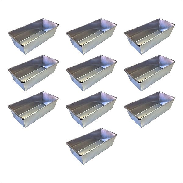 10 Formas Pão Caseiro 23 x 13 x 7,5 cm Alumínio 0,5 mm