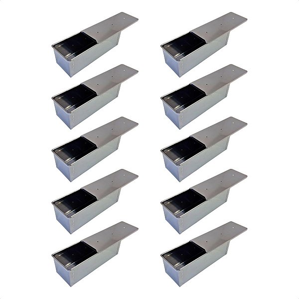 10 Formas Pão Forma c/ Tampa 30 x 12 x 12 cm Inox