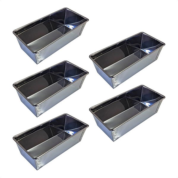 5 Formas Pão Caseiro 23 x 11 x 7,5 cm Inox