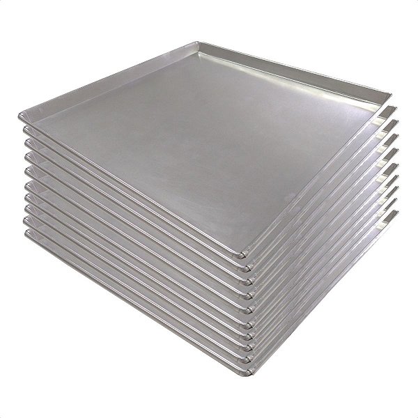 10 Assadeiras Pão Doce Lisas 35 x 35 x 2 cm Alumínio 0,5 mm