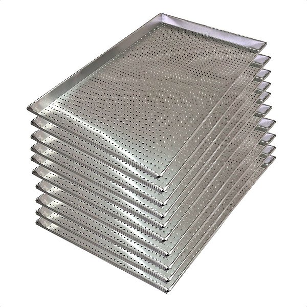 10 Assadeiras Perfuradas 80 x 40 x 3 Alumínio 0,5 mm