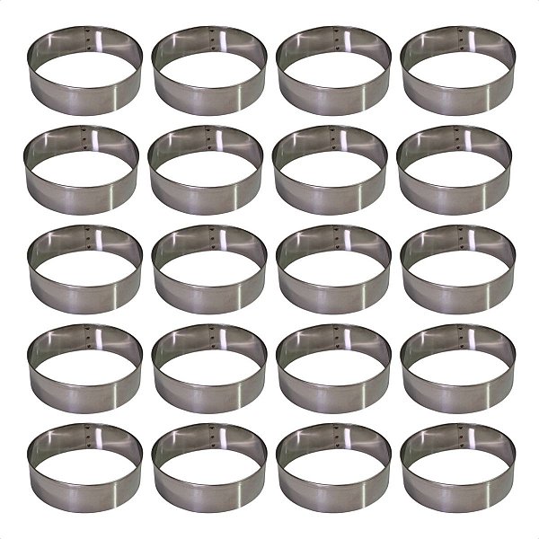 20 Aros Modelador Pão Hambúrguer 13 x 3 cm Inox